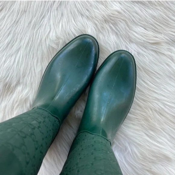 GUCCI Green Monogram GG Supreme Rain Boots Knee Calf High sz. 36 - Picture 10 of 15
